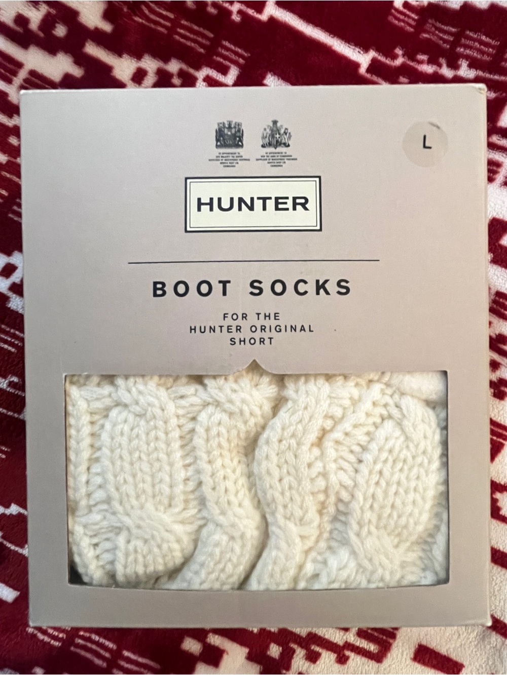 NIB HUNTER White Cable Knit Short Boot Socks - W8-10